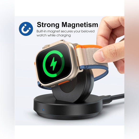 Portable Magnetic Charging Dock for Apple Watch Series 9 8 7 SE 6 5 4 3 2-Black - Picture 3 of 6